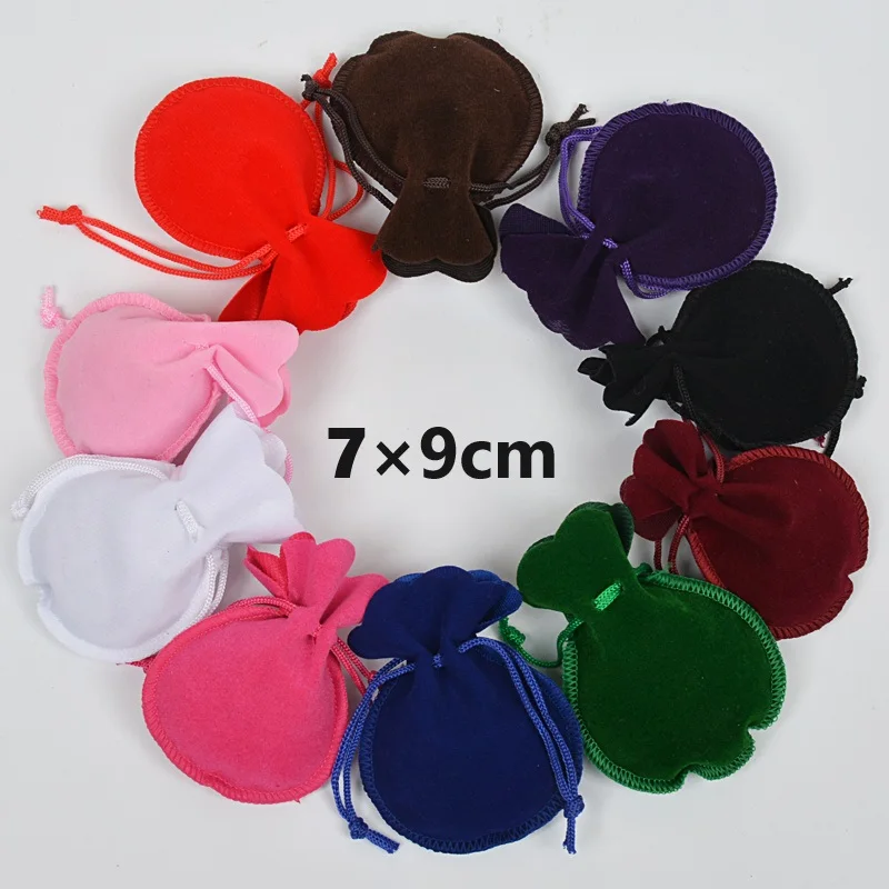 100pcs 7x9 gourd-shaped velvet drawstring gift bag Earrings Watch Jewelry storage bag Christmas wedding party portable gift bag