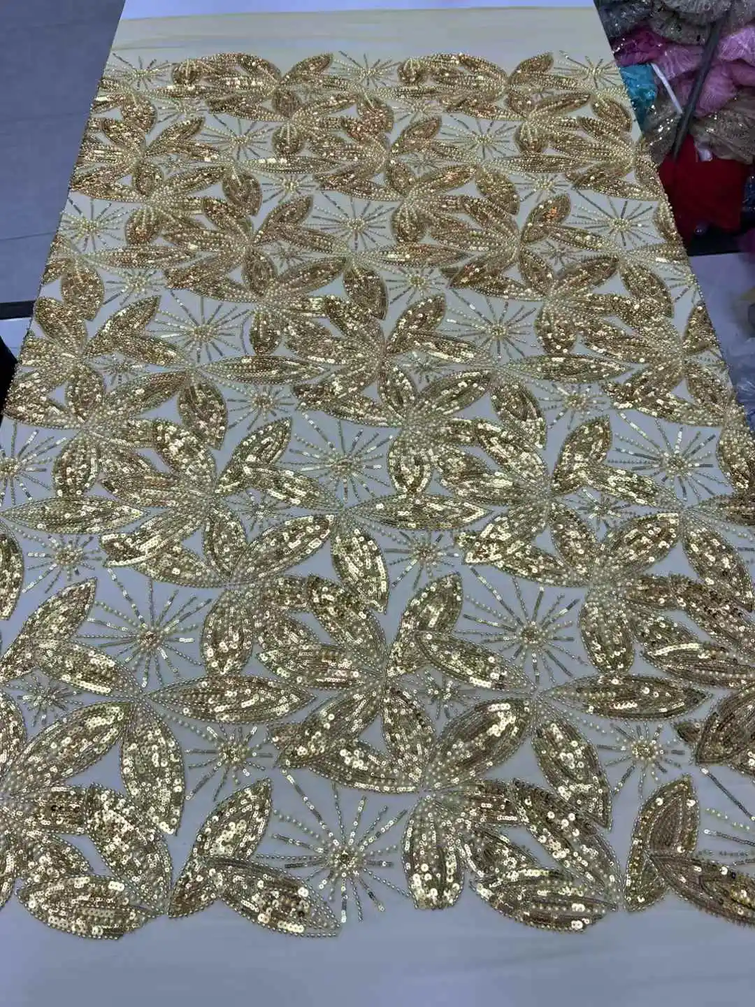 

Green African 2025 High Quality Mesh Sequins Embroidery Beaded Tulle Nigerian Lace Fabrics For Bridal Material Wedding sewing