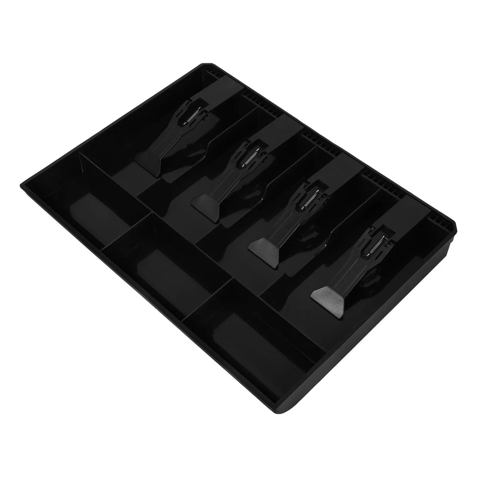 

Cash Drawer Cashier Insert Tray 4 Bill 3 Coin Compartments Heavy Duty ABS Plastic Replacement for Store Use
