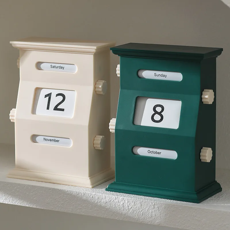 

Retro-style Perpetual Calendar, Creative Office Desktop Calendar,Light Luxury Decoration High-end Ornament Desk Calendar