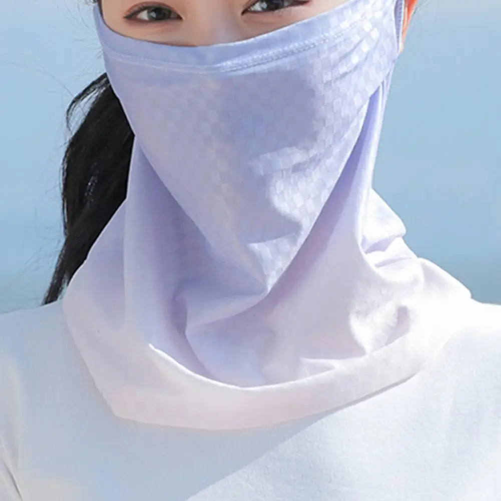 Upf50 Face Guard Ice Silk Summer Face Guard Mask Ice Silk Sunscreen Cover for Neck Clavicle Elastic Ear Loop Sun for Outdoor