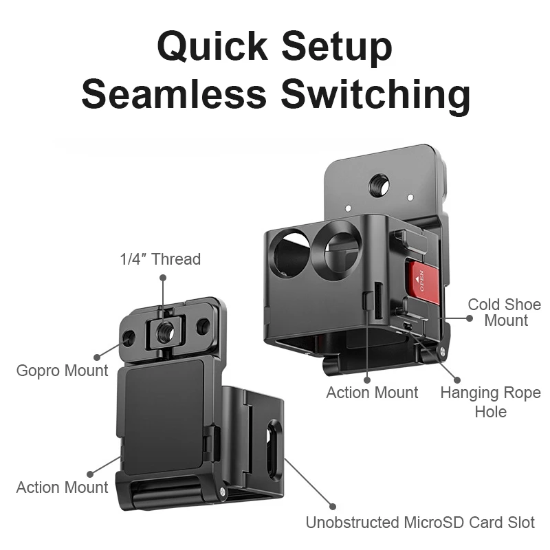 Base de estrutura adaptadora para dji osmo pocket 3, suporte de metal de expansão multiuso com liberação rápida e furos de 1/4 '' e montagem de sapata fria