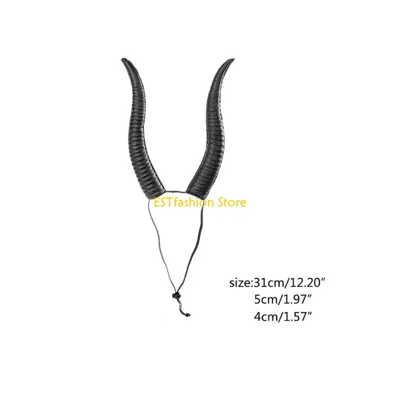 Y5GC Women Sheep Horn Headdress Adjustable Headbands for Halloween Party Christmas for Creative Carnival Hair Accessories