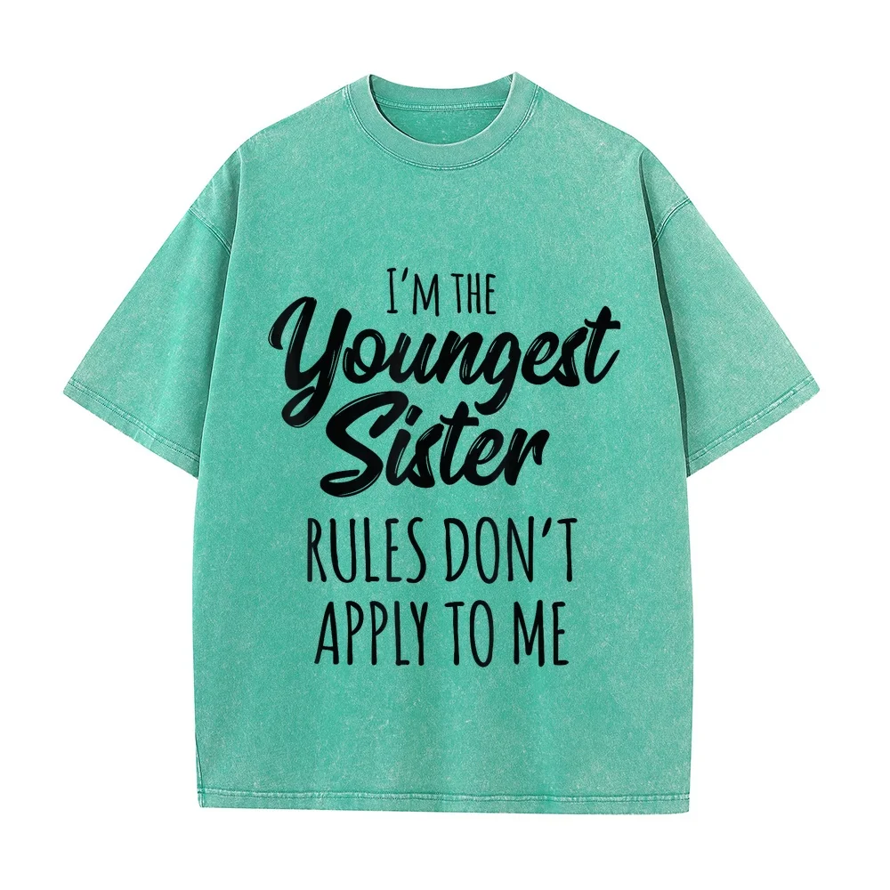 Funny Sibling T-Shirt Youngest Sister Shirt Rules Don't Apply To Me Unisex T Shirts Męski Ofertas Print Gift Tee Summer Men Top