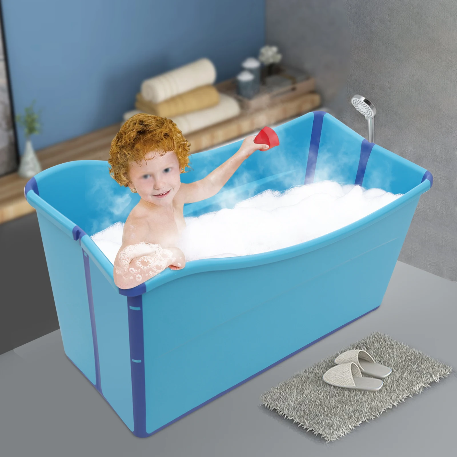 Grande vasca da bagno pieghevole per adulti, vasca da bagno pieghevole per viaggi e uso domestico, vasca idromassaggio per il relax, vasca da bagno leggera