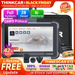 THINKCAR THINKSCAN 672 Professional Car Diagnostic Tool CANFD Bi-directional 28 Reset IMMO Full System Free Auto Obd2 Scanners