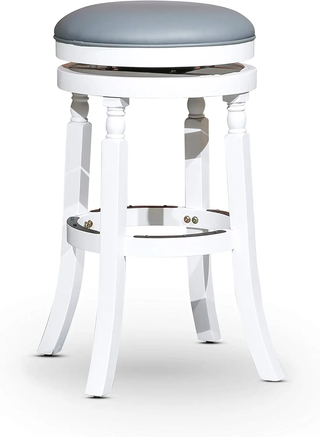 

Indoor Living Palmer Lake 26 Inch Counter Height Stools, Backless Swivel Bar Stool, White Finish with Gray Leather Seat,