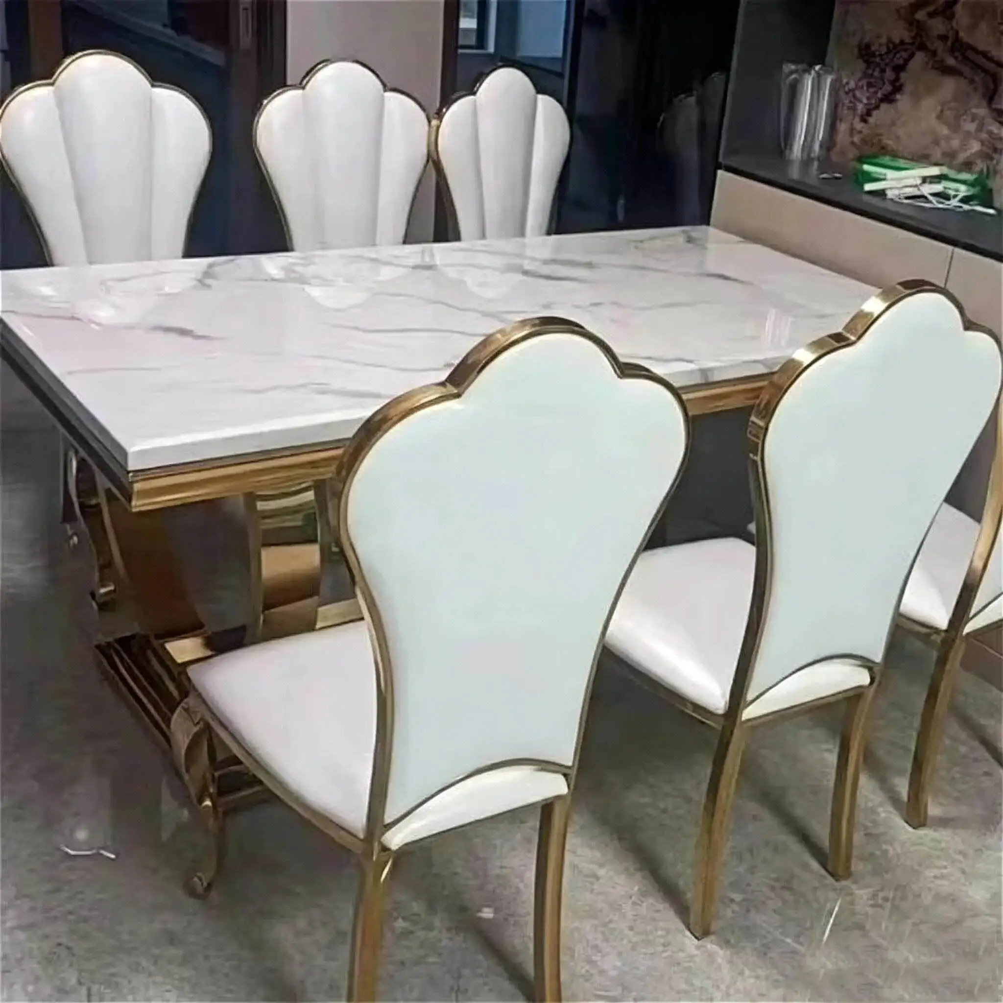Nordic Dining Chairs Kitchen Furniture Stainless Dinning Chair Restaurant Chair Cloth Simple Modern Flannel Hotel Dining Chair