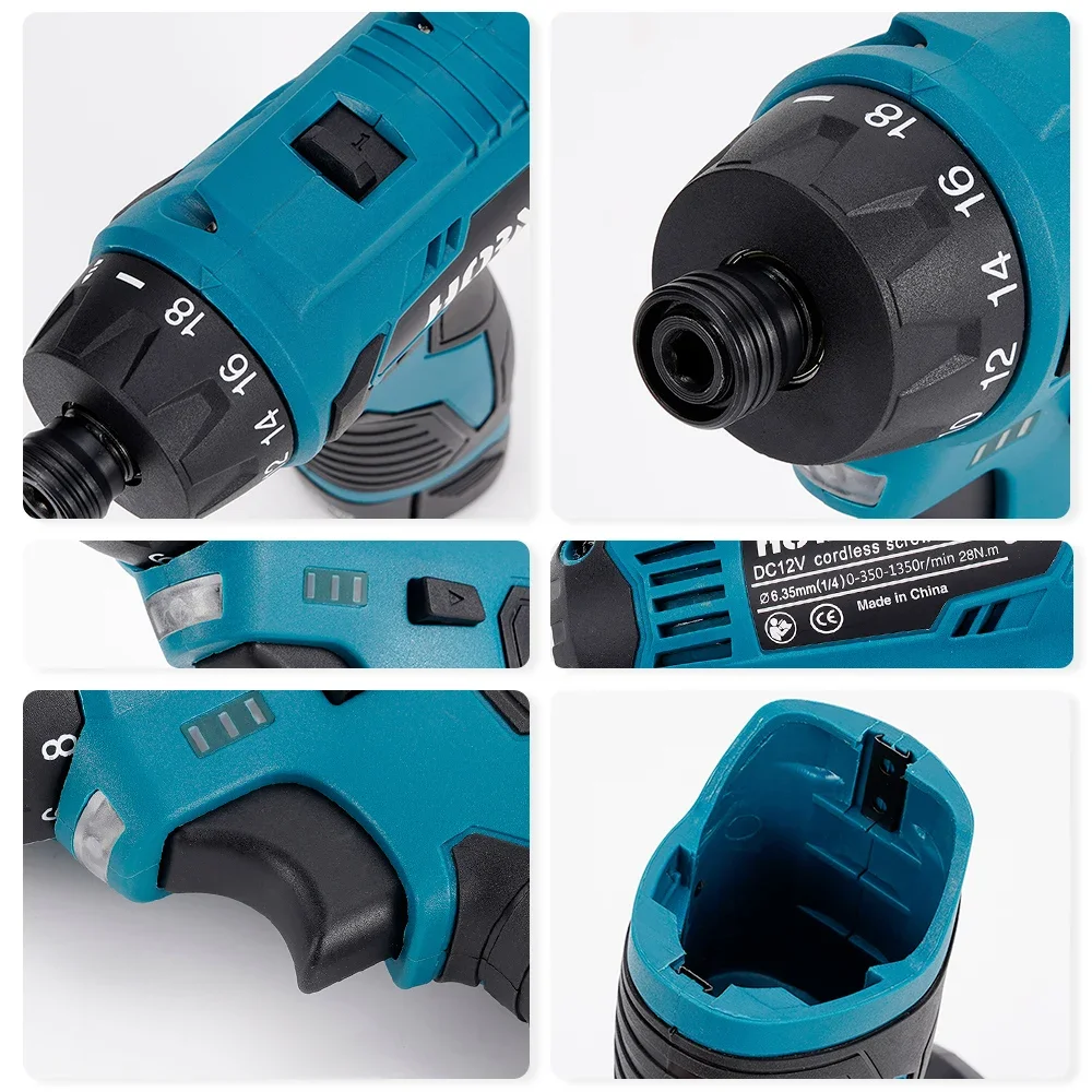 12V Cordless Impact Electric Drill Screwdriver Hand Driver Wrench Set 2-Speed Hand Driver Wrench Power Tool For Bosch Battery