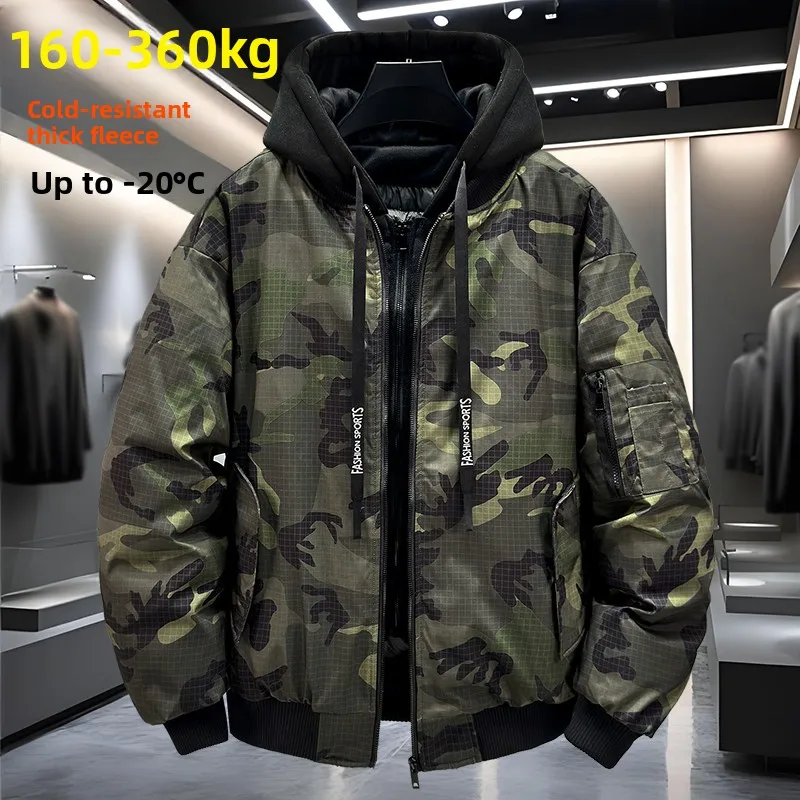 

plus Size Men's Pilot Cotton Jaet ort Thiened Loose Fake Two-Piece Cotton Coat American Trendy Brand Warmth Protection