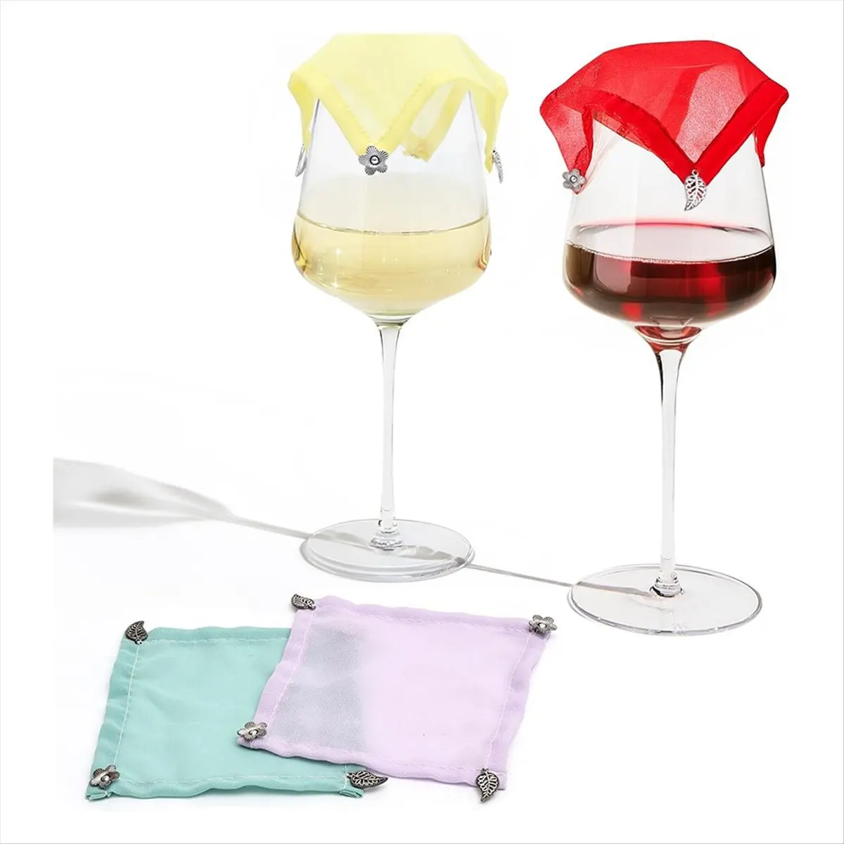 A67T NEW Wine Glass Covers to Keep Bugs Out,Weighted Outdoor Wine Glass Covers,Set of 4,Multicolor Set,Breathable