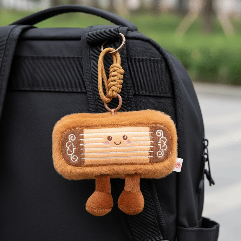 Sleutelhanger gesimuleerd instrument sleutelhanger gevuld zacht Chinese citer hanger Kawaii Comfort Guzheng hanger kerstcadeau