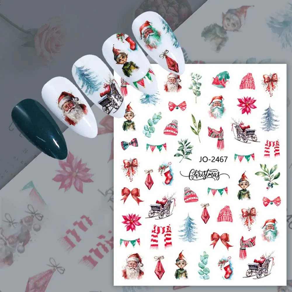 

Professional Cartoon Christmas Nail Art Sticker Cute Winter Manicure Decals Simple Snowman Nails Polish Sticker Women