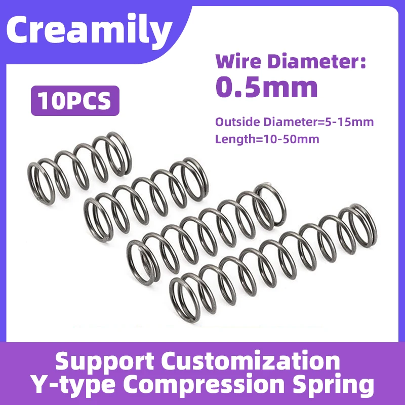 

Creamily 10PCS Compression Spring Y-type Rotor Return Spring Steel Wire Diameter 0.5mm Outside Diameter 5-15mm Length10-50mm