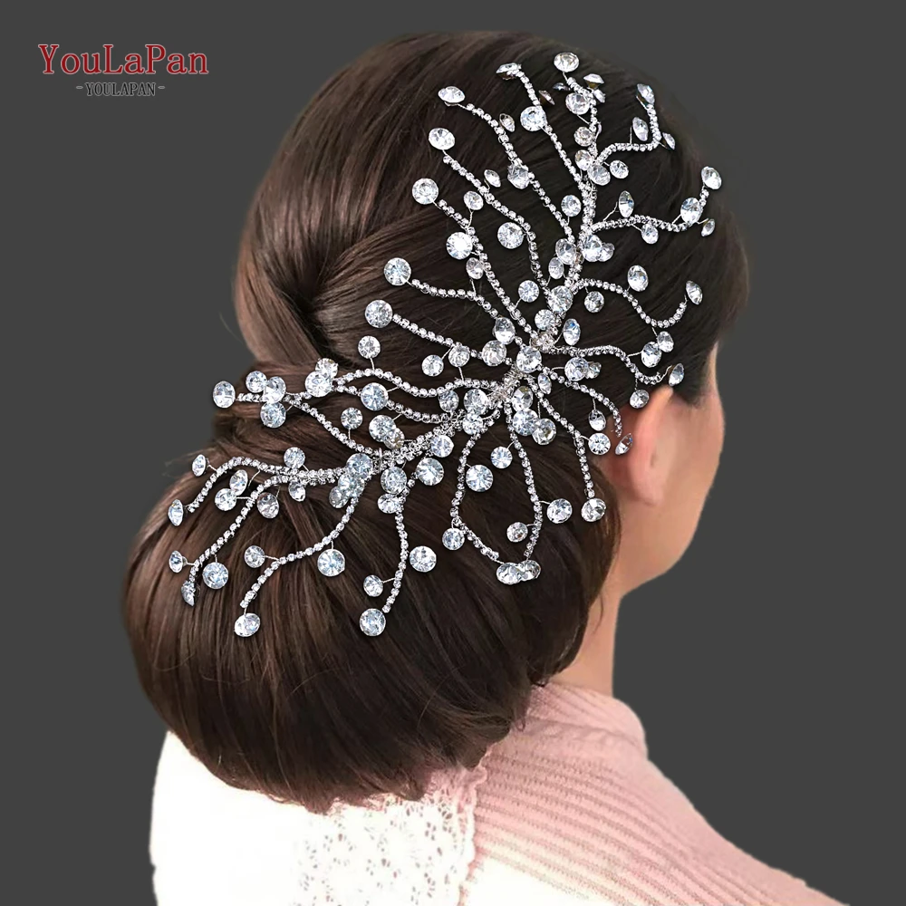 

YouLaPan Luxury Rhinestones Headband Silver Color Bridal Head Tiaras Wedding Hair Crown Party Prom Women Headpieces HP729