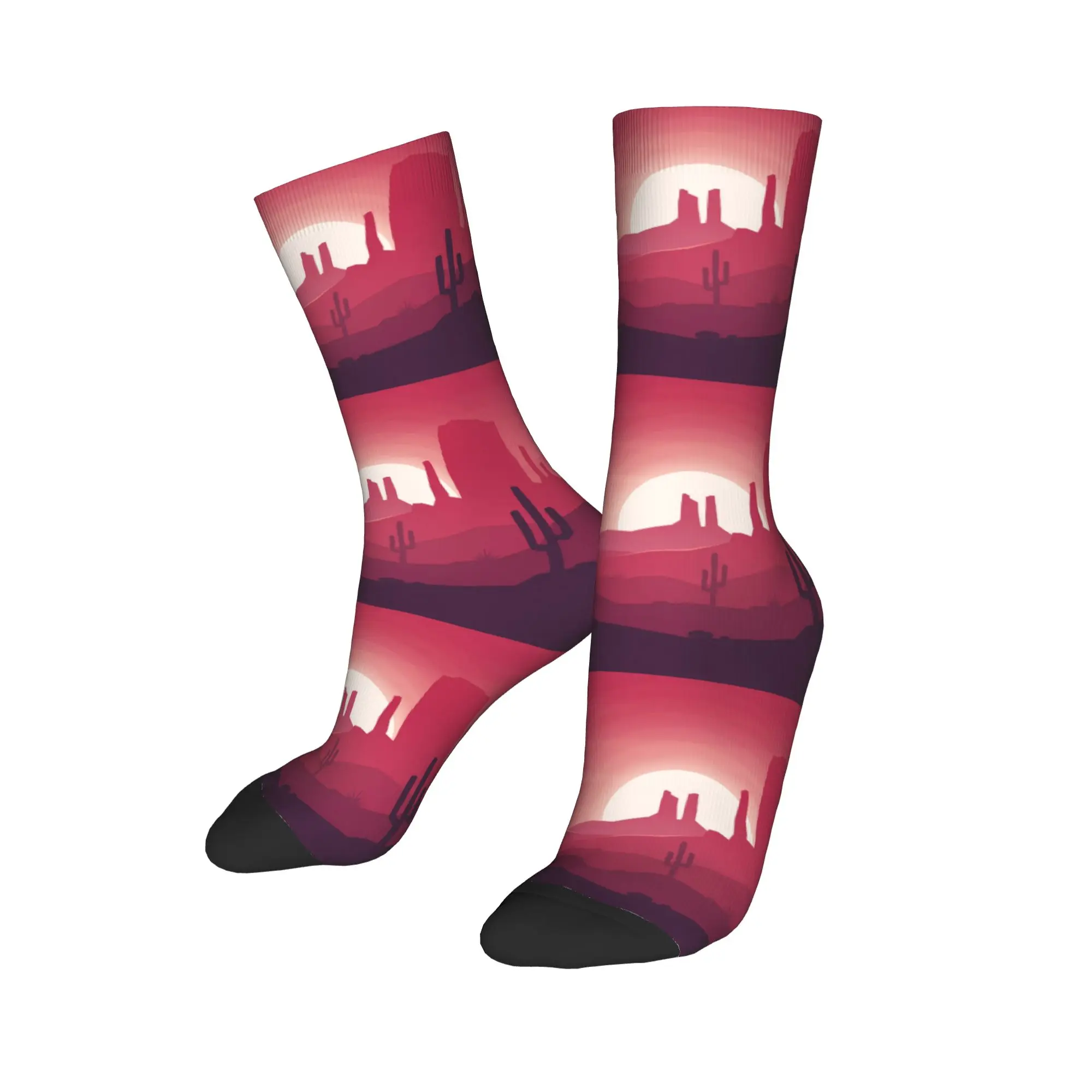 

Пользовательские красочные пейзажи пустыни для мужчин и женщин, носки для экипажа, унисекс, забавные носки с 3D принтом