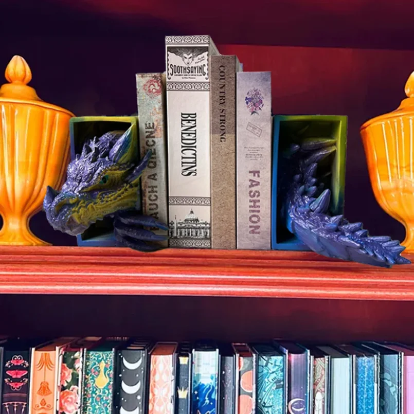 2Pc Dragon-Shaped Bookend Decorations, Fantasy Decor, Home Decor Ornaments