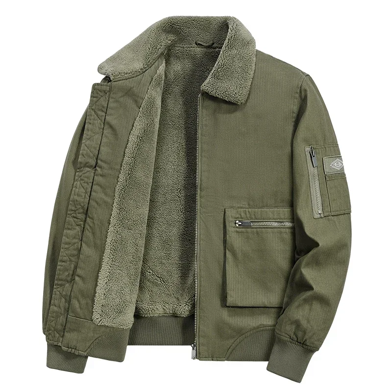 Winter Turn-down Collar Men Parkas Coats Fashion Lamb Cashmere Thicken Male Clothes Casual All-match Cotton Jacket Quality Warm