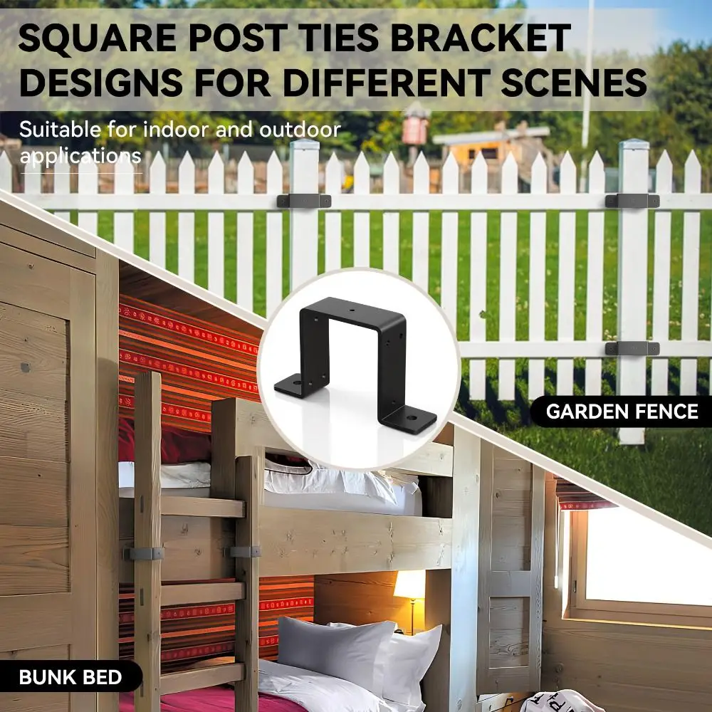4 قطع من ربطات العنق الثقيلة المقاومة للتآكل، دعامات سياج سوداء سهلة التركيب، هيكل قوي