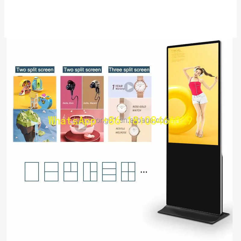

For Vertical Displays Digital Kiosk Custom Size 43/49/55 Inch Floor Standing Lcd Touch Kiosk Wall Screen With Graphics