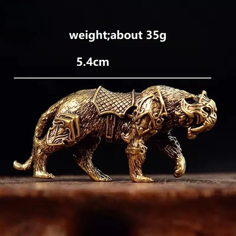 Bronze Saber-Toothed Tiger Paperweight Bookends Solid Bronze Tiger Handhold Ornament Vintage Desk Decoration Ancient Style