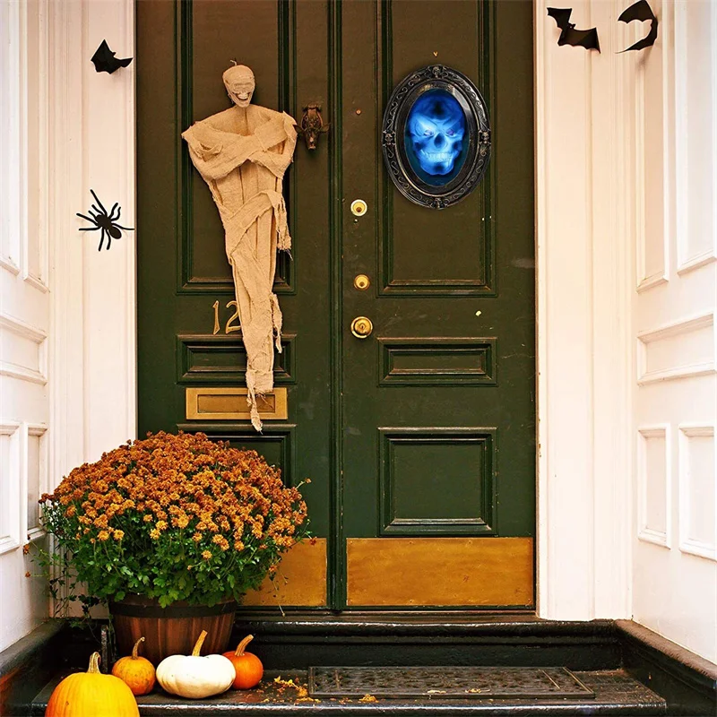 Halloween Scary Decoration Magic Mirror Ghostface With Creppy Sound And Light Performance Props Masquerade Bar Horror Decor
