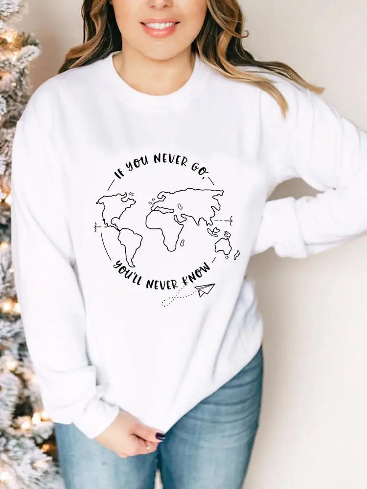 

Women Print Travel Printing Cute Graphic Pullovers Woman Female Casual Fashion Autumn Spring Clothing Hoodies Sweatshirts