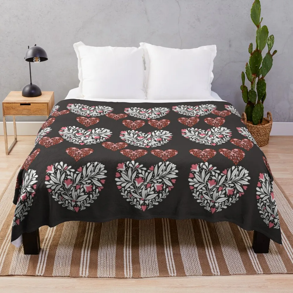 

Floral Heart: Personalized Custom Design Throw Blanket Travel Soft Beds Large for winter Blankets