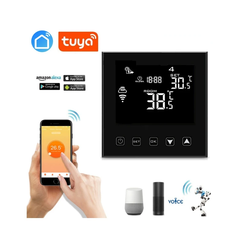 

WiFi Smart Thermostat, Programmable Temperature Controller Thermostat, Two/Four Pipe Voice Intelligent Room Thermostat for Air C