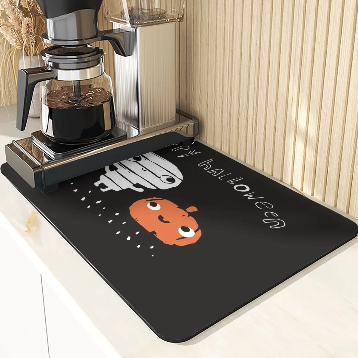 Halloween Style Diatomaceous Earth Mat Tableware Placemats Cute Cartoon Pattern Kitchen Drainer Absorbent Drying Mat For Kitchen