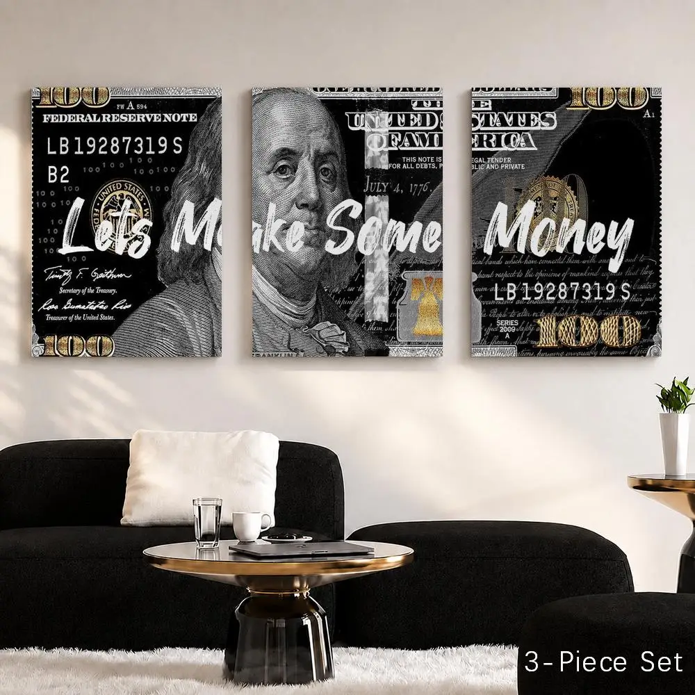 Classic Retro Dollar Art Framed Wall Painting Canvas Poster Wall Art HD Print Home Decor Room Decoration Artwork Gift Wood Frame