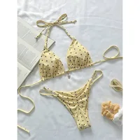 Solid Color Bikini - Women's Swimwear Set | Sexy Strap Split Shell Suit