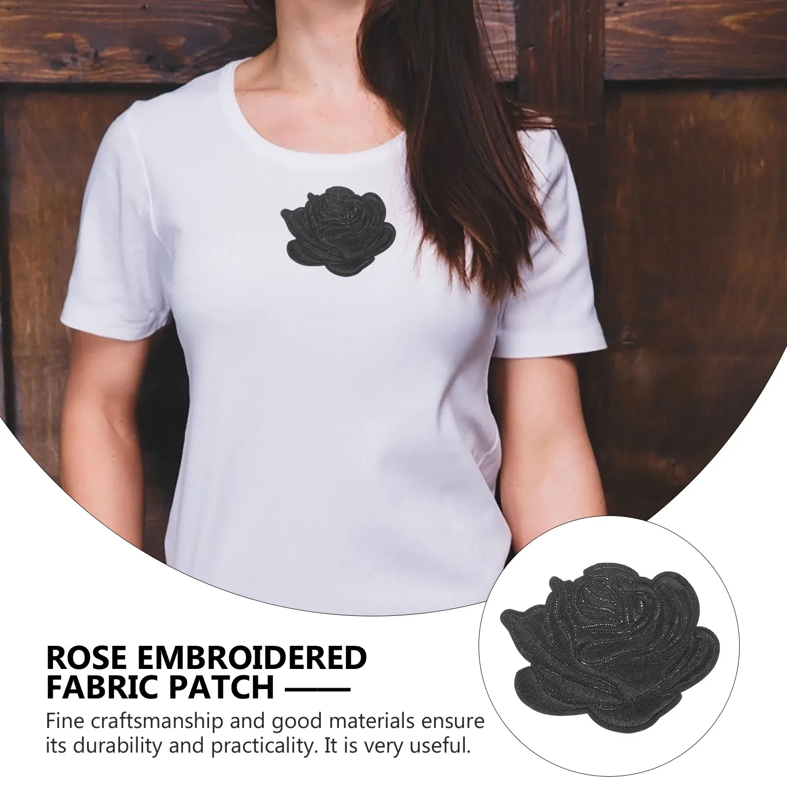 

10pcs Black Rose Embroidery Patches for DIY Clothes Decoration Durable Material Iron On Flowers Patch For Jacket Jeans
