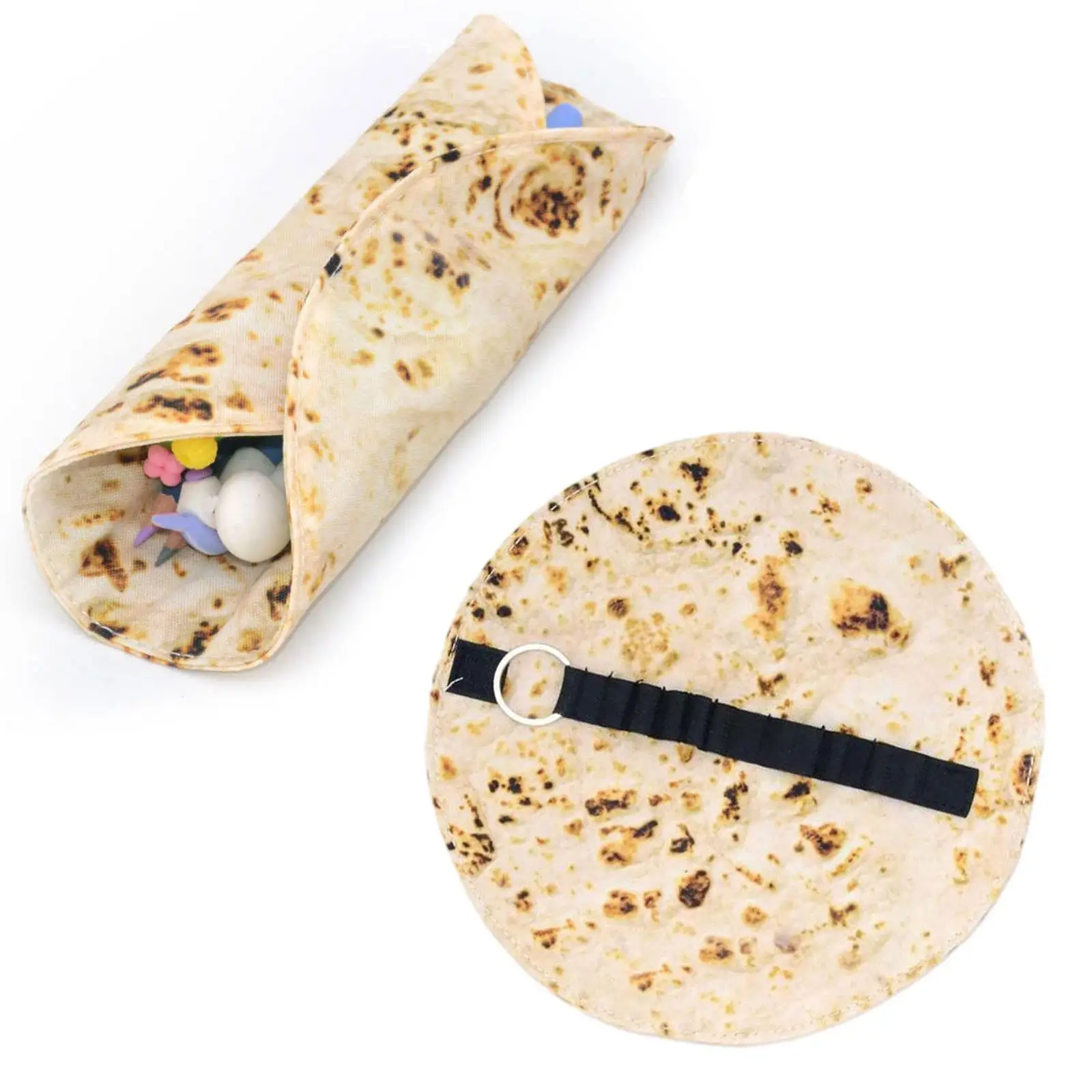 Funny Tortilla Roll Pencil Case Multifunctional Sturdy Portable Burrito Roll Pen Pouch for Travel Office Drawers Desktop College