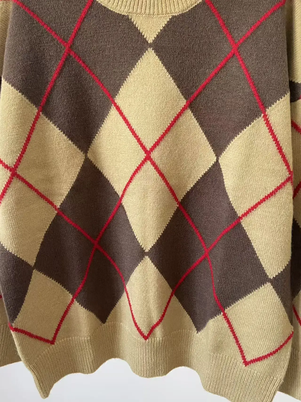 Ethereal MD 2025 massidutti winter new style of Women's casual Retro diamond-patterned round-neck long-sleeved knitted sweater