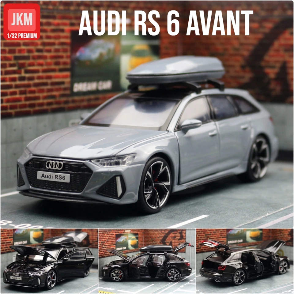 1/32 Audi RS6 Miniature Diecast Toy Car Model Sound & Light Doors