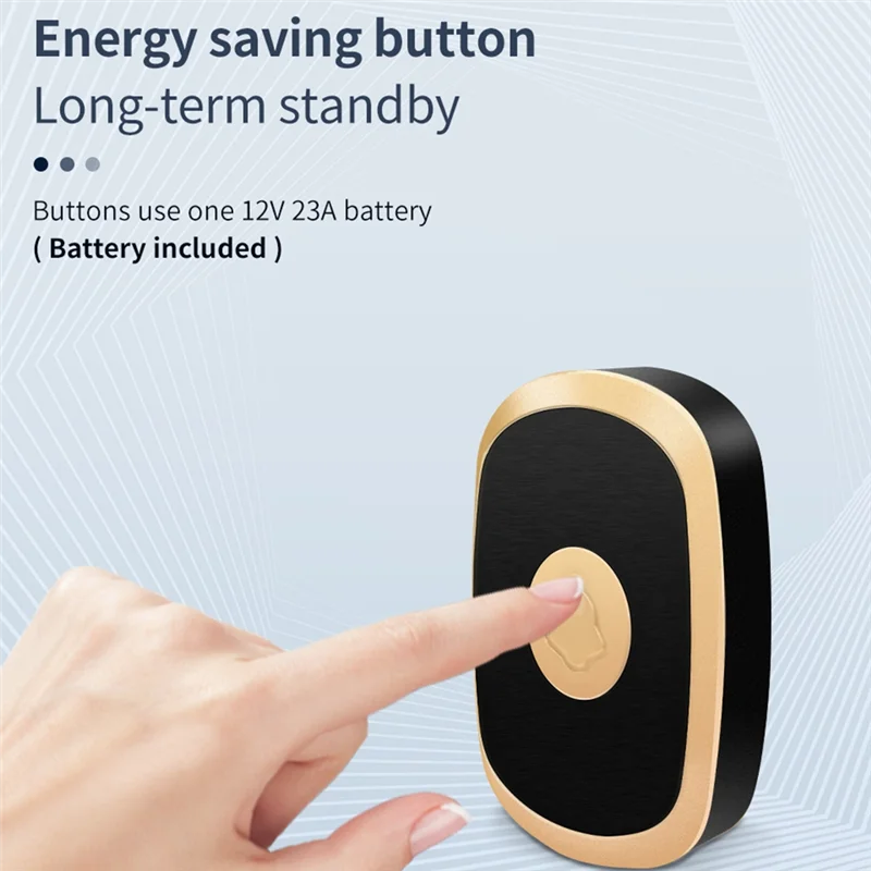 Беспроводной дверной звонок RGB с цветным светом, 38 музыкальных треков, 4 уровня, уличный, дальность действия 150 м, кинетический дверной звонок-BCBW