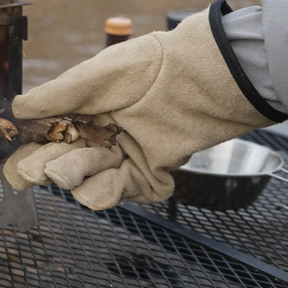 1 Pair Bbq Grill Gloves Heat Resistant Cooking Gloves Kitchen Oven Mitts Heat Insulation Safety Hand Protector for Outdoor