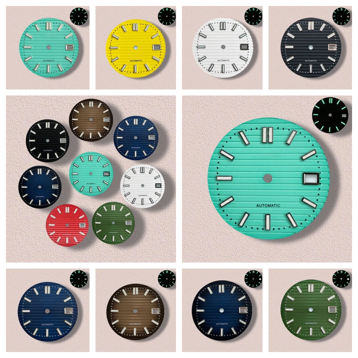 

30.5mm S Logo Dial For NH35 NH36 Movements High Quality Green Luminous Watch Repair Watch Modification Accessories