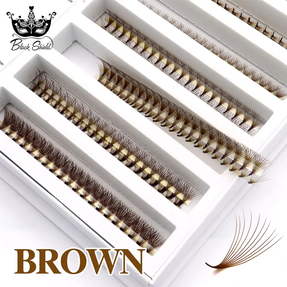 Dark Brown Premade Fans 3D 5D 6D 8D Russian Volume Lash Extensions Heat Bonded Sharp Stem Pointy Base Coffee Brown Soft Lashes