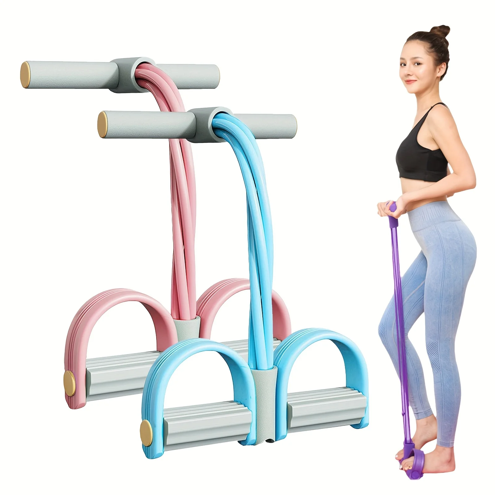 6 Tube Pedal Resistance Band Portable Sit Up Pull Rope Foot Exerciser for Home Fitness Yoga Stretching Arm Leg Workout Equipment