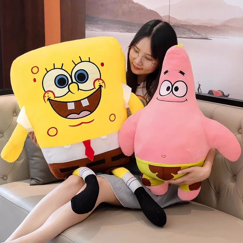 Jouet en peluche Bob l'éponge Patrick Star de grande taille, oreiller de câlin très doux, dessin animé, poupée Kawaii, cadeaux de noël