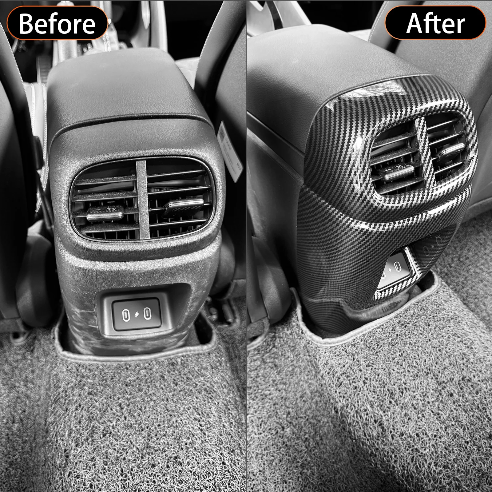 غطاء منفذ هواء المقعد الخلفي ABS ، إطار فتحة التيار المتردد ، تشذيب داخلي ، نمط ألياف الكربون ، ملحقات السيارات ، هيونداي إلنترا CN7 N