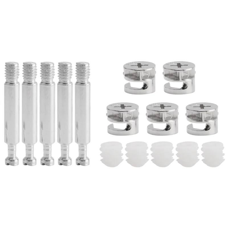 Furniture Cam Fitting With Dowel And Pre-Inserted Nut (Set Of 5)-AT36