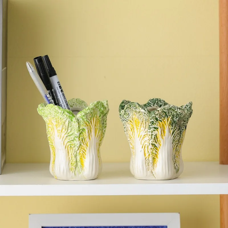 Cabbage Shaped Cosmetic Storage Cup Luxury Makeup Brush Holder Pen Container Desktop Lipstick Organizer Home Table Decoration