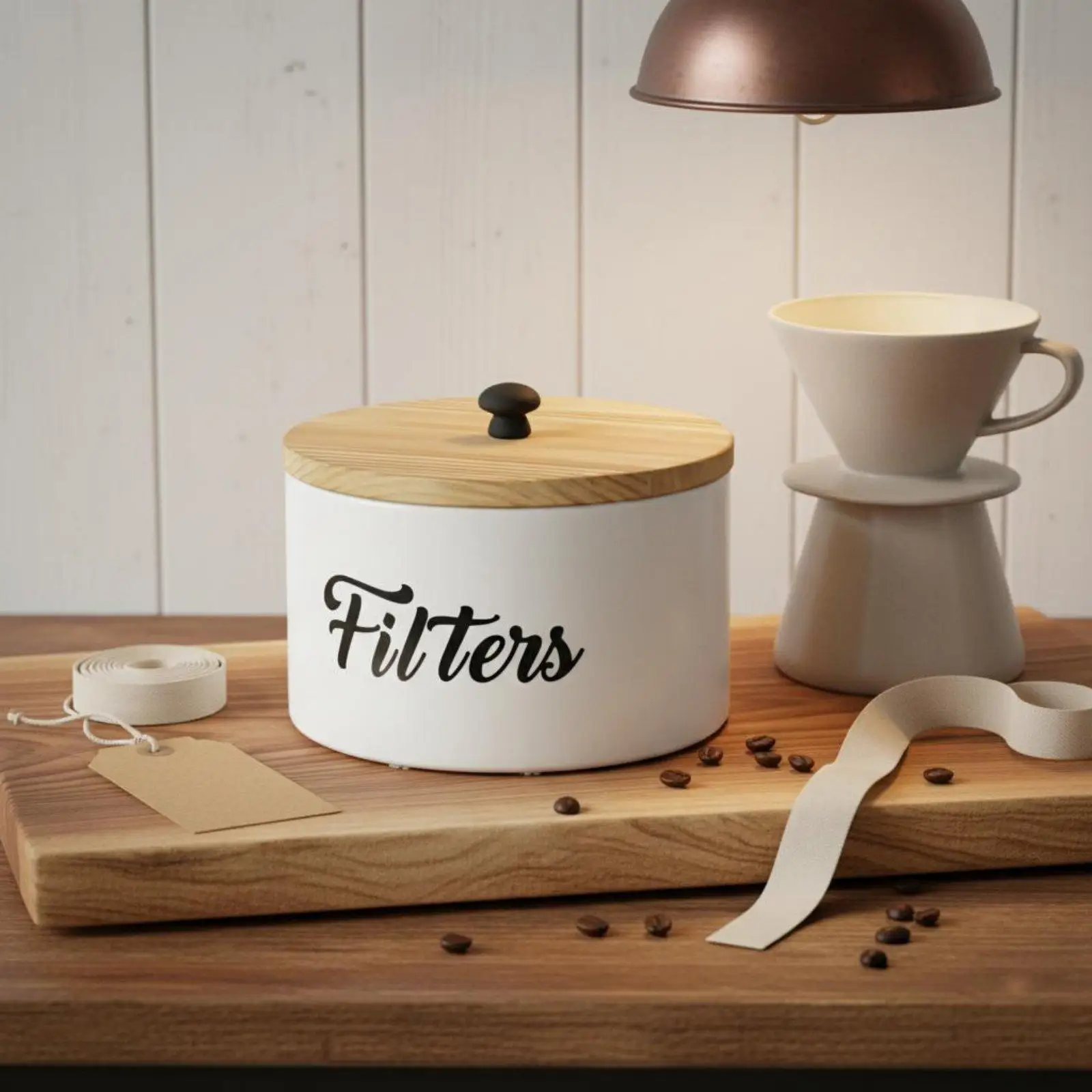 Coffee Strainer Storage Box Farmhouse Coffee Filter Holder with Lid Tea Pouch Container for Cafeteria