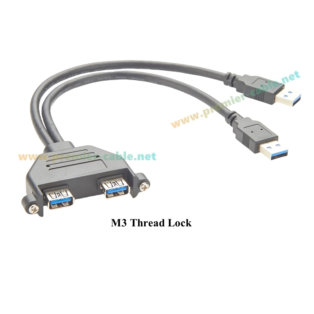 منافذ مزدوجة USB 3.0 برغي لوحة جبل تمديد كابل نوع ذكر إلى أنثى شفة الهيكل كابل 5Gbps نقل البيانات للسيارة
