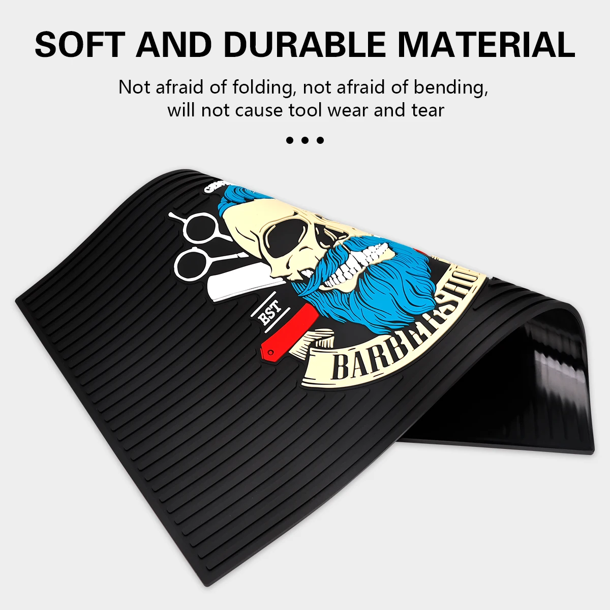 Black Anti-Slip Barber Station Pad Rubber Storage Mat for Scissors Combs Hairdressing Tools Supplies for Barbershop