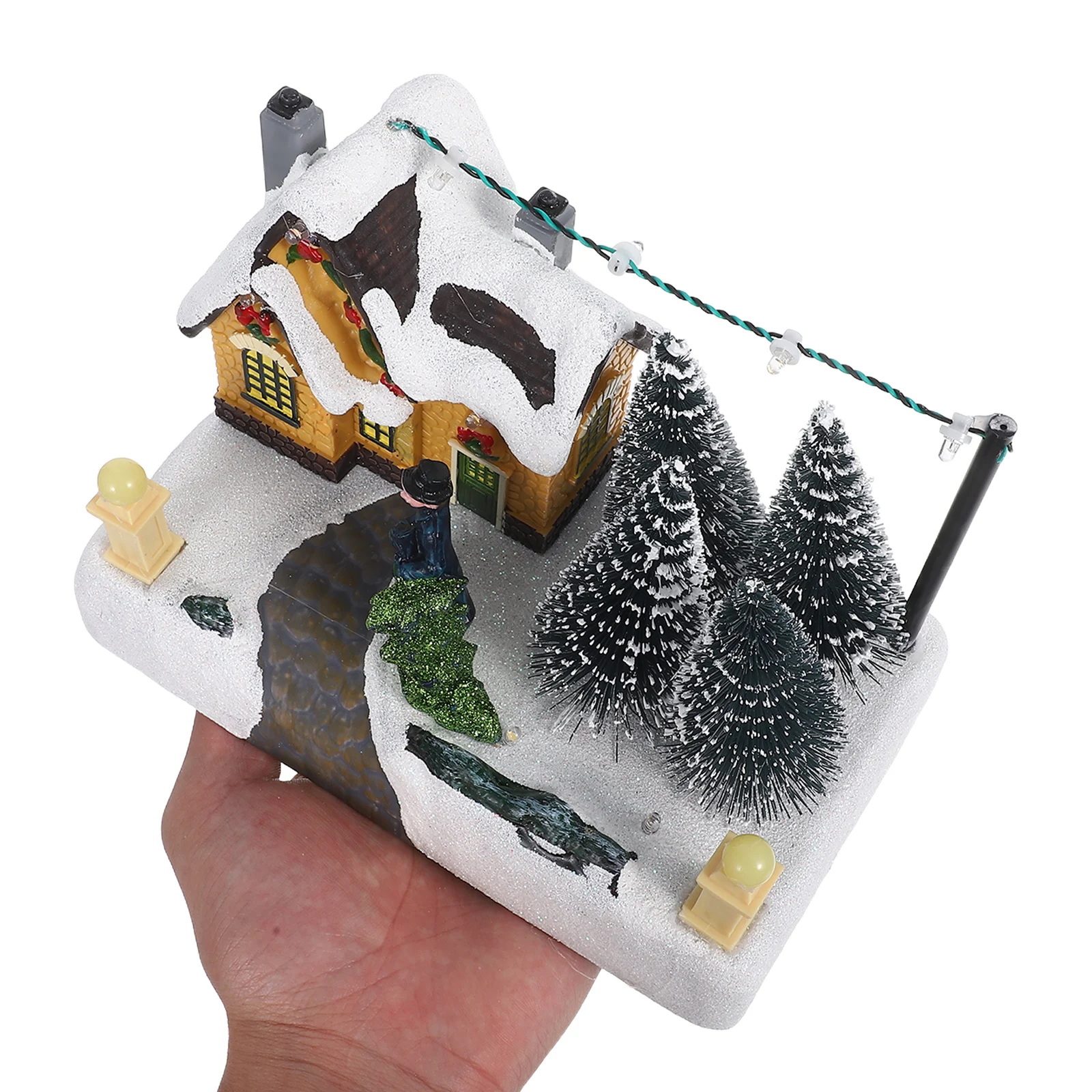 

Christmas Light Up Ornament Decorative House Mini Luminous Miniature Glowing Village Resin Lighted