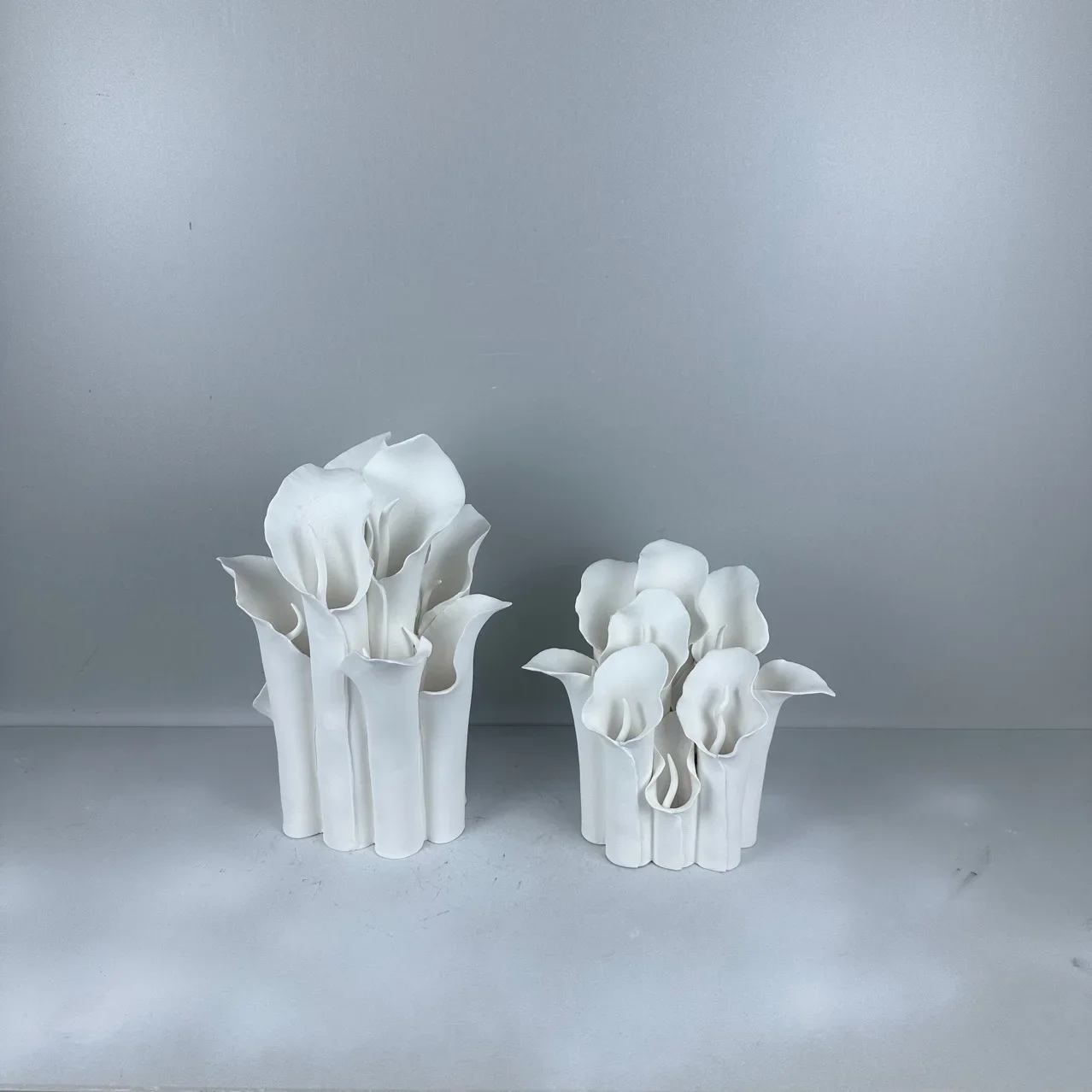 Ceramic Handicraft Flower Vase Flower Vase Pleated Petal Shape Irregular Abstract Decorative Figurines Decoration Accessories
